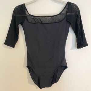 Ainsliewear 3/4 Sleeve Ballet Leotard Mesh Dots Adult Petite